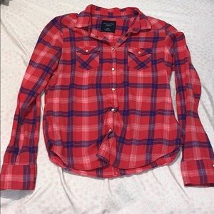 American Eagle Red Plaid Flannel